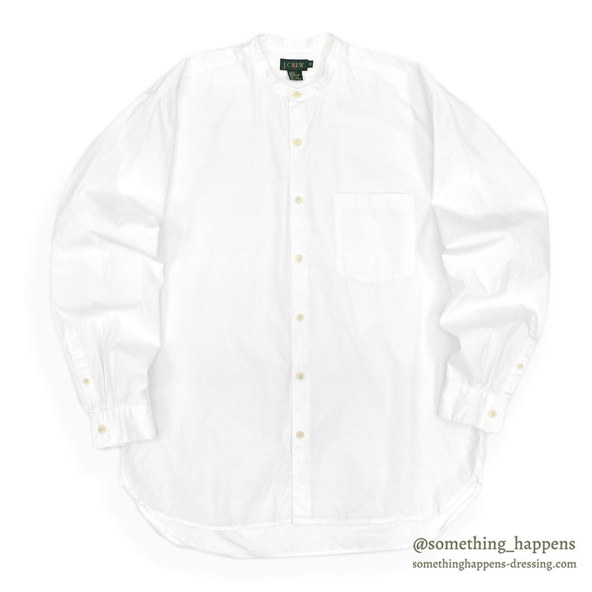 1980's J.CREW NO COLLAR WHITE SHIRT...M
