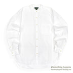 1980's J.CREW NO COLLAR WHITE SHIRT...M