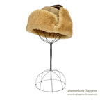 1980's BICK MOUTON SHEARLING HAT LIGHT BROWN ... XL