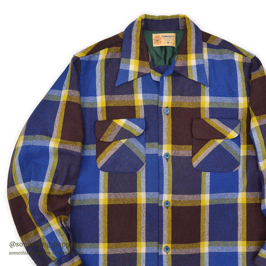 ~1950's TOWNCRAFT DE LUXE PLAID WOOL SHIRT ... M