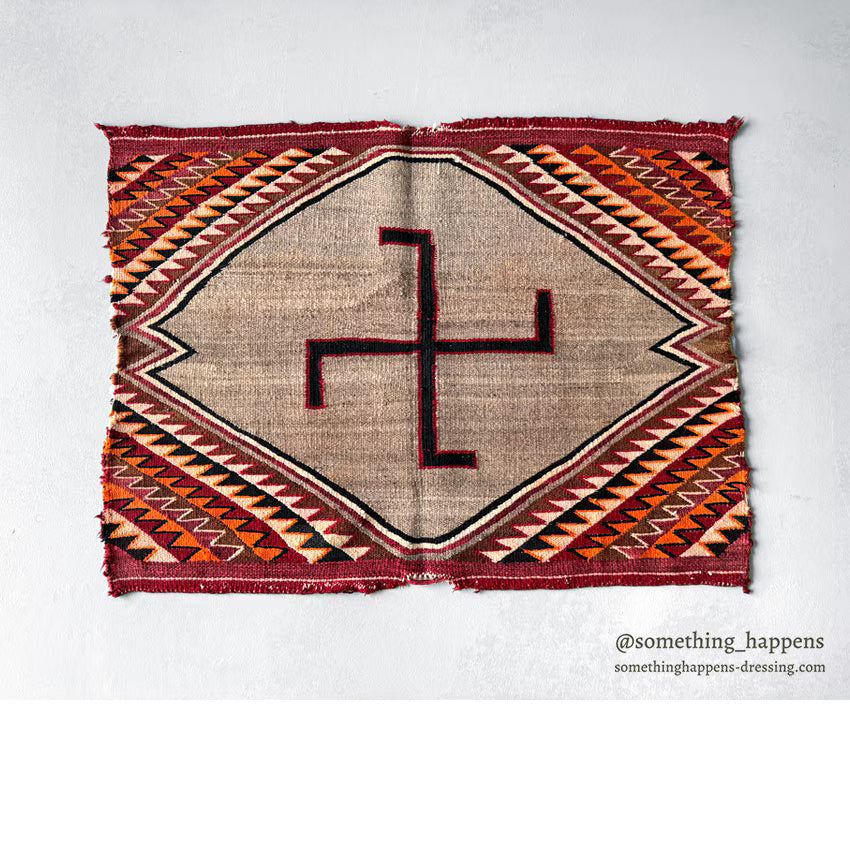 c.1900's NAVAJO RUG WHIRLING LOG SADDLE BLANKET ... 91cm/69cm