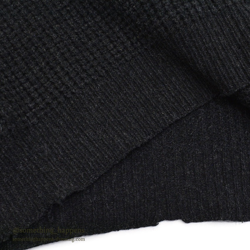 1960's TOWNCRAFT PENNEY'S WAFFLE WEAVE SWEATER BLACK ... L