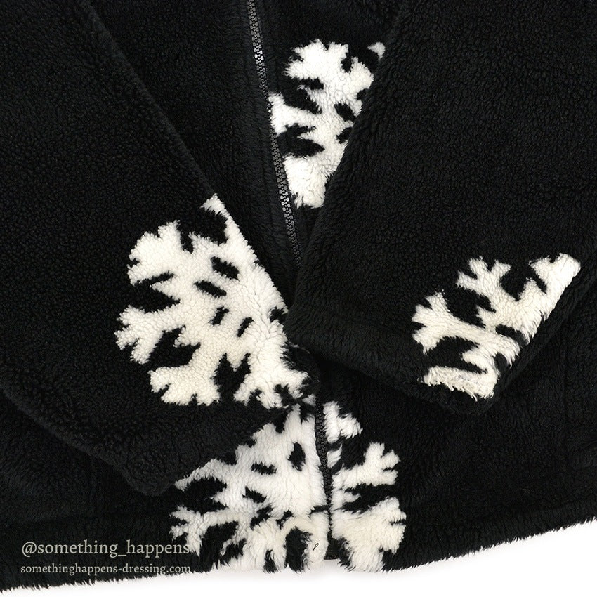 BLACK MOUNTAIN SNOW FLAKE PATTERN FLEECE JACKET...L
