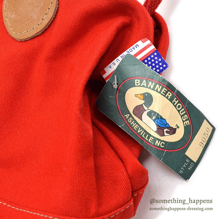 1980's~ DEADSTOCK BANNER HOUSE CANVAS BAG / LEATHER HANDLE...