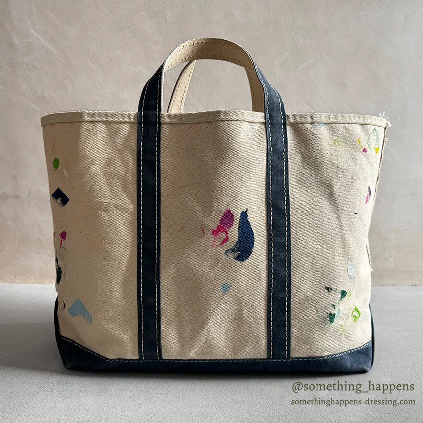 1980's LLBEAN BOAT AND TOTE NAVY / USED BY PAINTER... LARGE