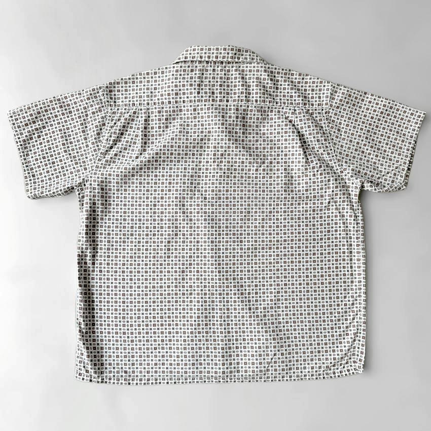 1950's EVER-FRESH GEOMETRIC PATTERN S/S SHIRT ... L