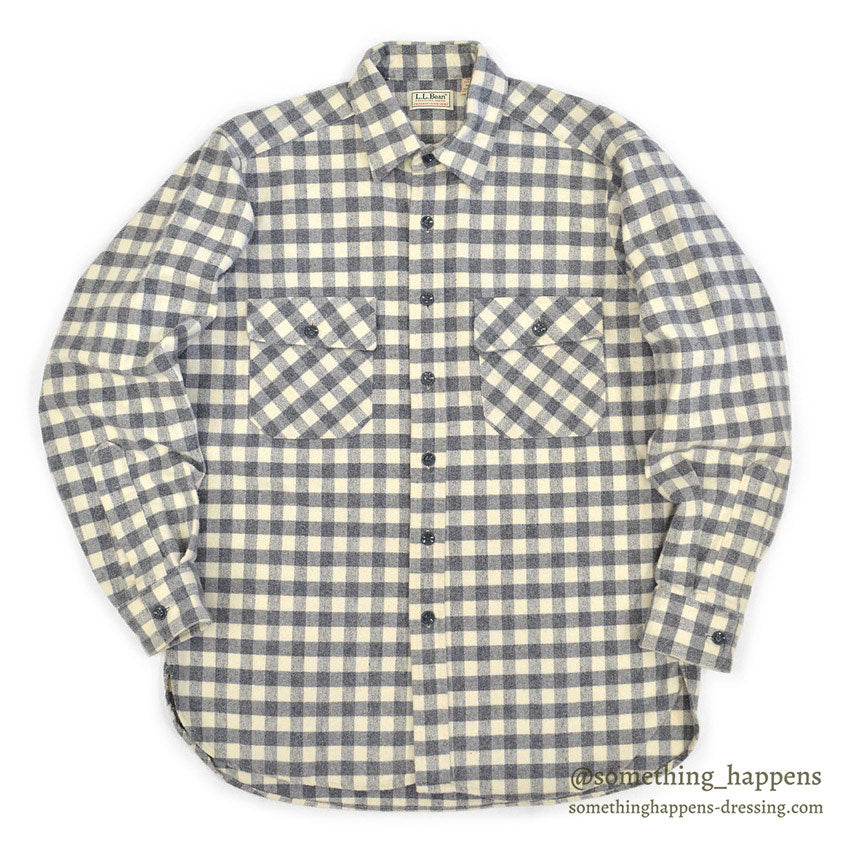 1990's LLBEAN SMALL BLOCK PLAID CHAMOIS CLOTH SHIRT... 151/2