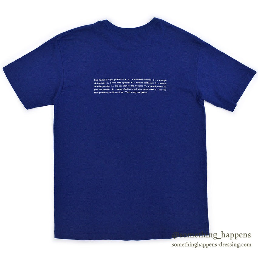 1990's~ GAP BACK PRINT POCKET T-SHIRT / BLUE ... M