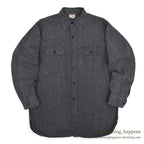 1950's HERCULES BLACK CHAMBRAY SHIRT / ELBOW PATCHES...