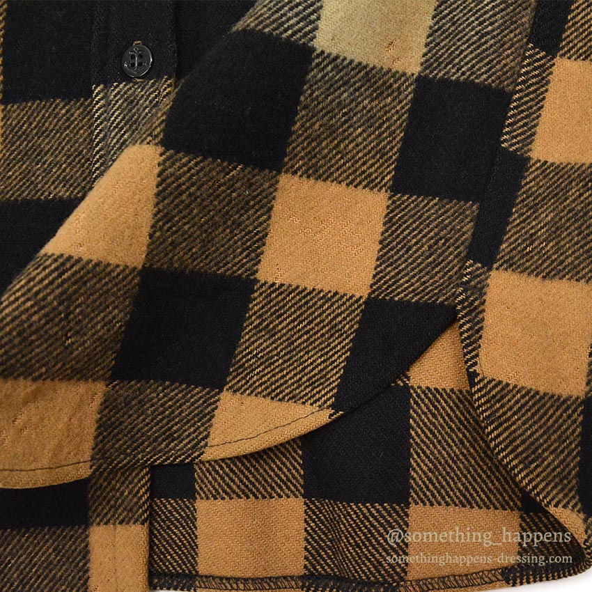 1960's FOX KNAPP PLAID WOOL CPO SHIRT / SUN FADED ... M