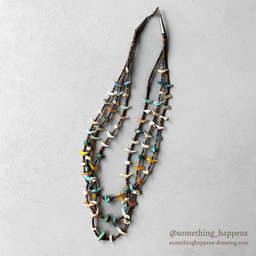 OLD ZUNI FETISH NECKLACE / 3 STRAND...