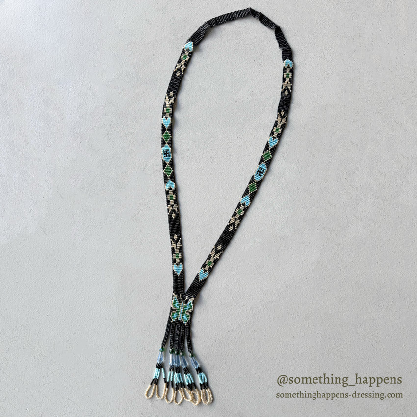 NATIVE AMERICAN SEED BEADS NECKLACE / WHIRLING LOGS...
