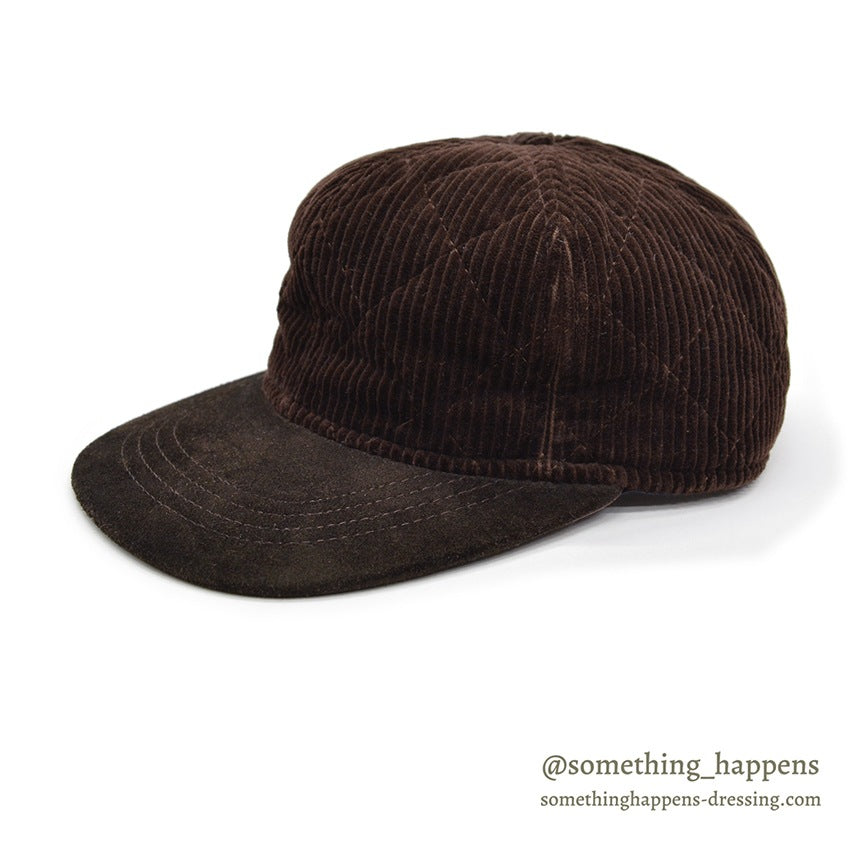 1990's EDDIE BAUER QUILTED CORDUROY CAP / BROWN...