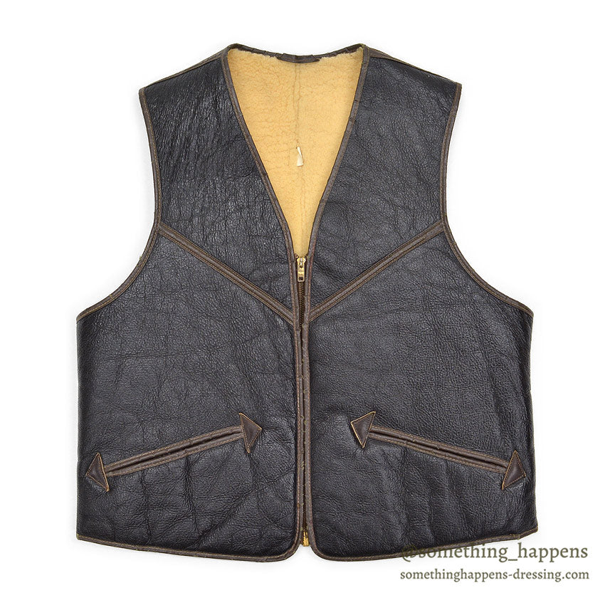 1960's POWR HOUSE SHEARLING WORK VEST...M