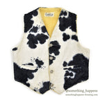 1960's CAMPUS ANIMAL PATTERN FAUX FUR BOA VEST... L