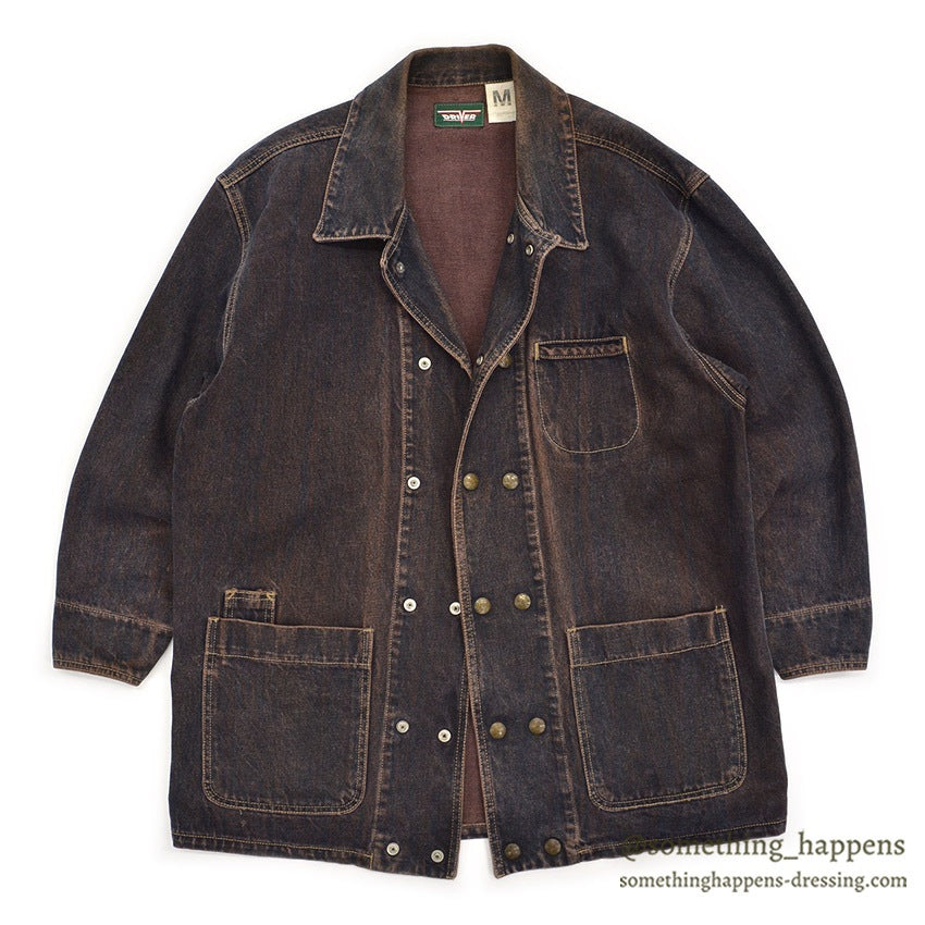 1990's DRIVER DOUBLE-BREASTED DENIM COVERALL...M