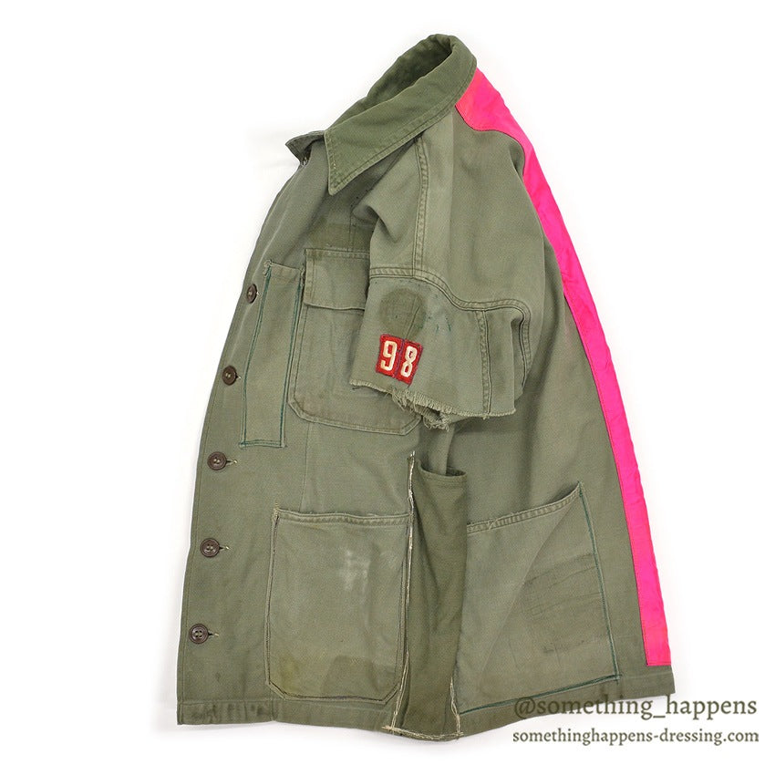 1950's USARMY UTILITY SHIRT MODIFIED FOR PERSONALIZED CYCLING SHIRT...