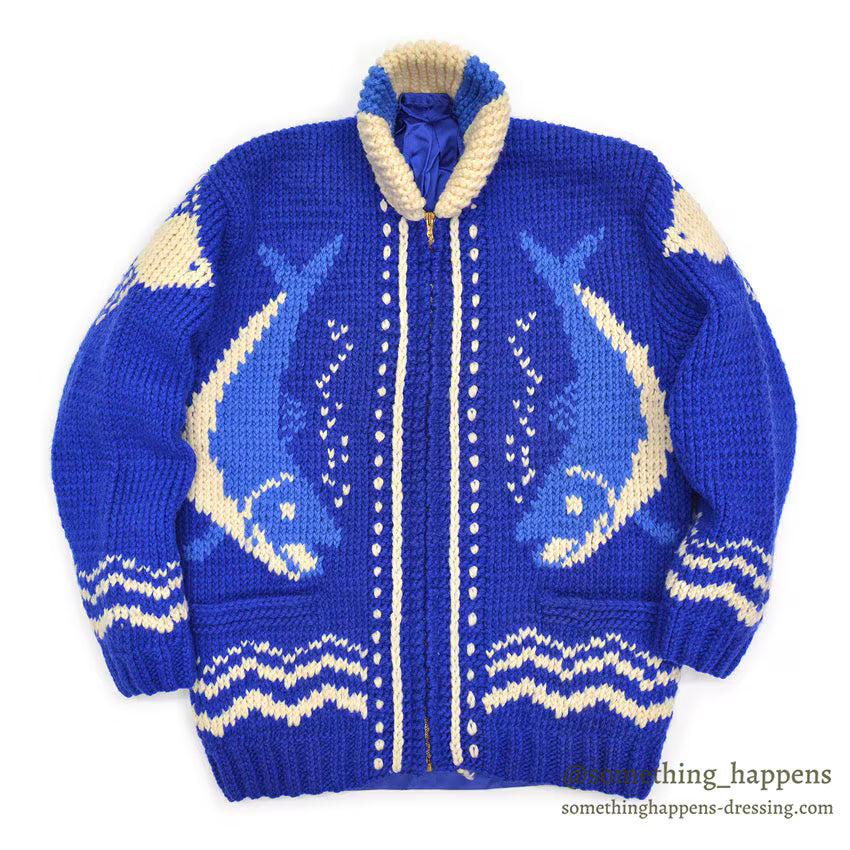 1960's FISH PATTERN COWICHAN SWEATER...