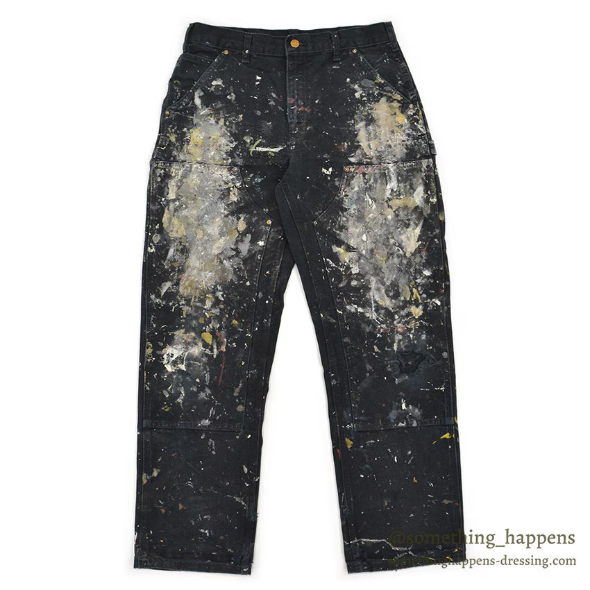 1990's CARHARTT BLACK DOUBLE KNEE DUCK PAINTER PANTS... W31/L31