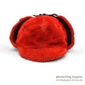 1960's~ RED FAUX FUR TRAPPER HAT...XL