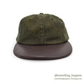 1980's EDDIE BAUER DARK GREEN DENIM / LEATHER BILL CAP / NO LOGO ...