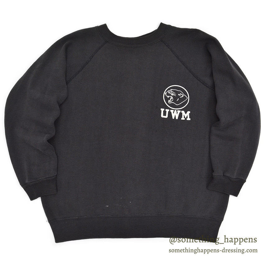 1960's CHAMPION UWM FLOCK PRINT SWEAT SHIRT / BLACK...XL