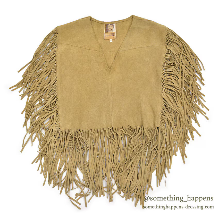 1970's GALLAGHERS SUEDE LEATHER FRINGE PONCHO...S