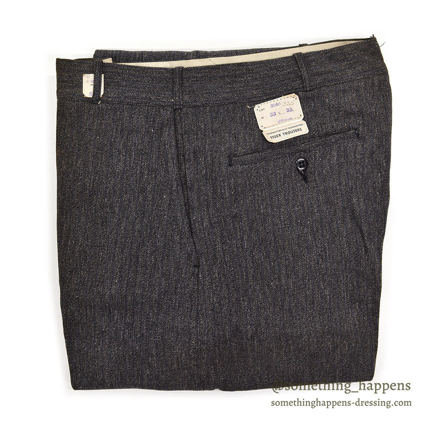 c.1940 DEADSTOCK OLD COTTON STRIPE WORK PANTS / ESSEX TROUSERS ... W33/L31