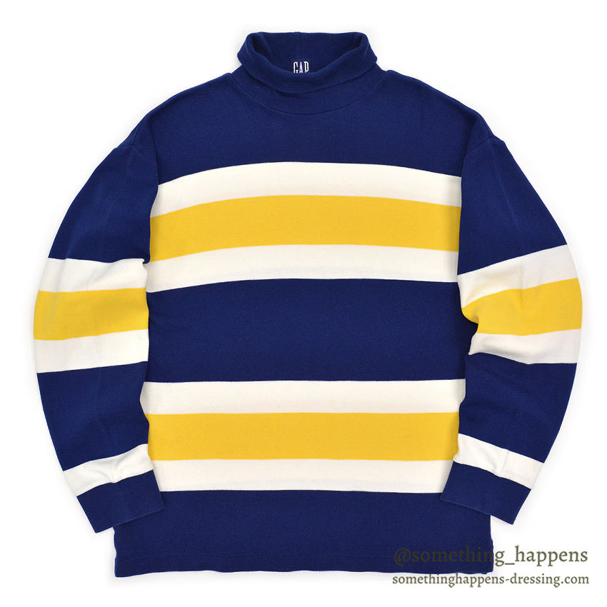 1980's GAP WIDE STRIPED COTTON TURTLE NECK TEE...XL