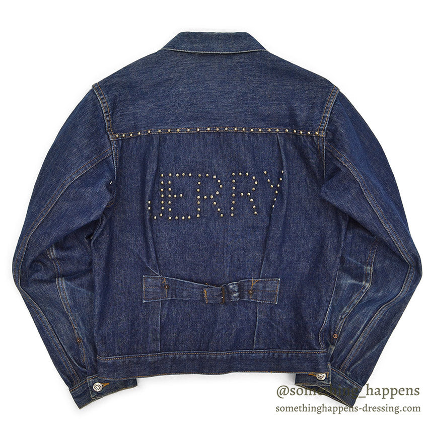 1940's~ MONTGOMERY WARD 101 BUCKLE BACK DENIM JACKET / COOL STUDS...