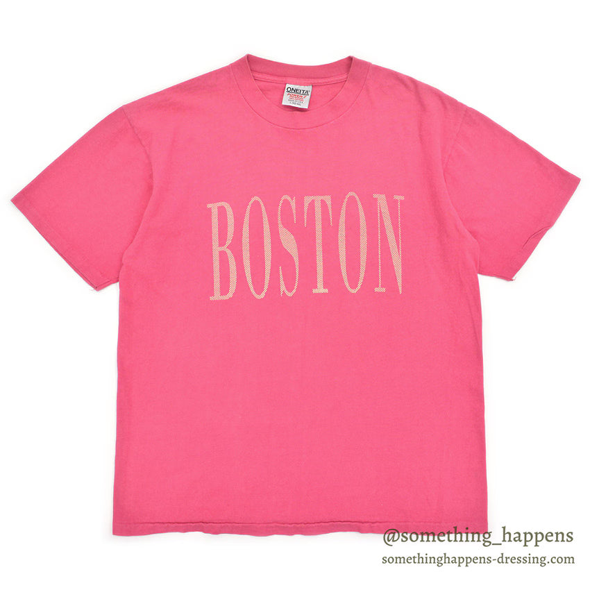 1990's ONEITA BOSTON T-SHIRT / PINK... L