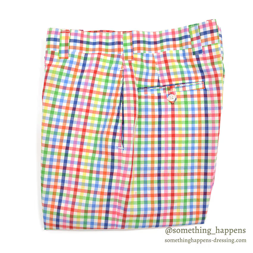 1970's DENHAM MULTICOLOR GINGHAM CHECK PANTS... W36/L28