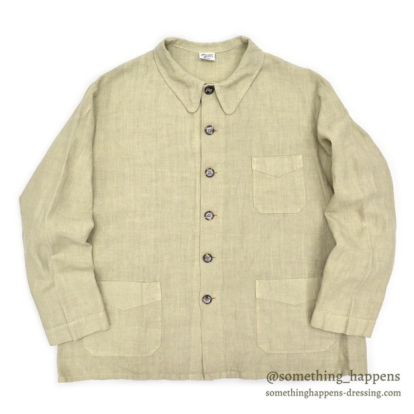 1990's CP SHADES LINEN WORK JACKET / TAN... M