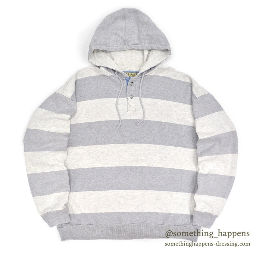 1980's LLBEAN STRIPED COTTON SWEAT HOODIE... L-TALL