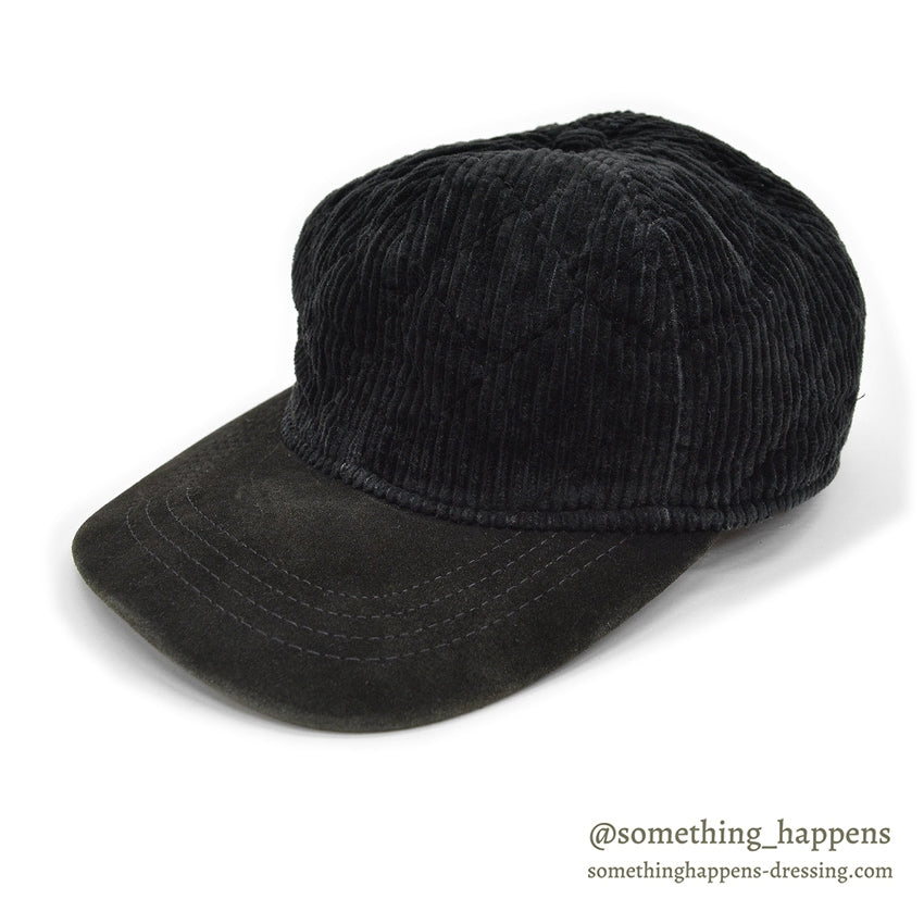 1990's EDDIE BAUER QUILTED CORDUROY CAP / BLACK...