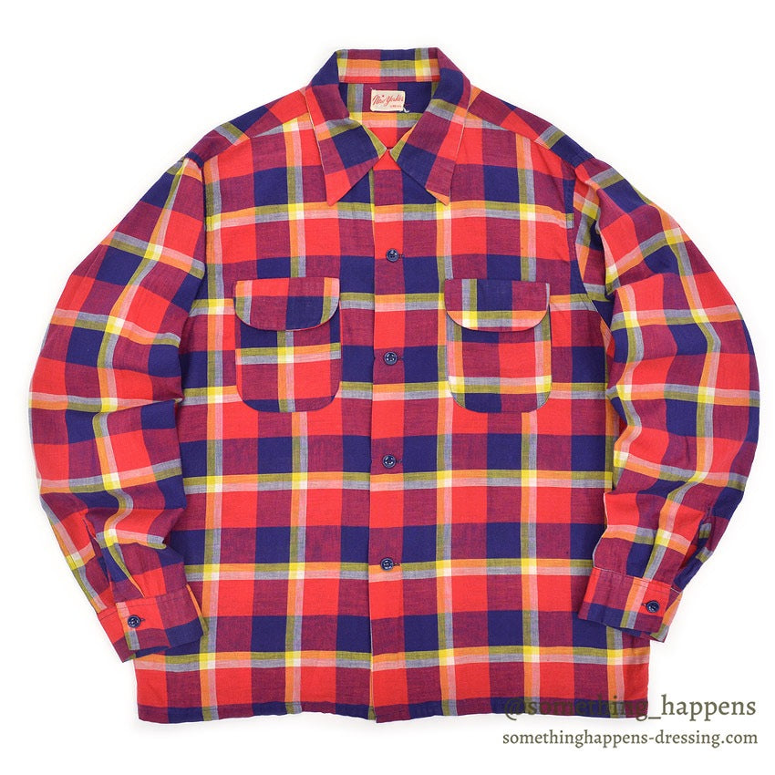 1950's NEW YORKER VIBRANT COLOR PLAID SHIRT ...