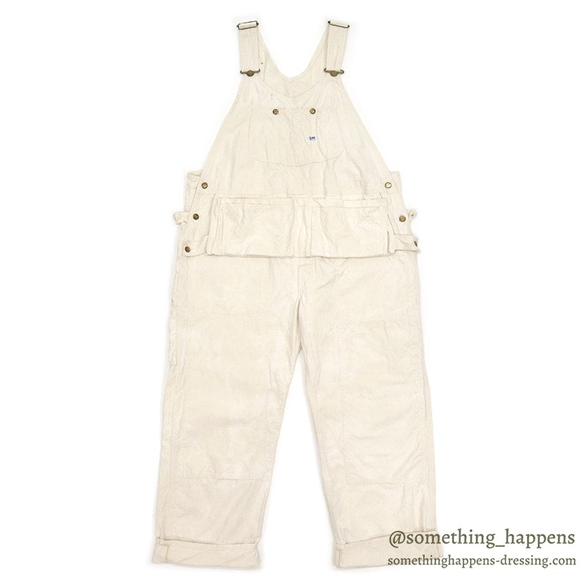 1950's Lee DOUBLE-KNEE OVERALL OFF WHITE / WITH APRON ... W42/L31