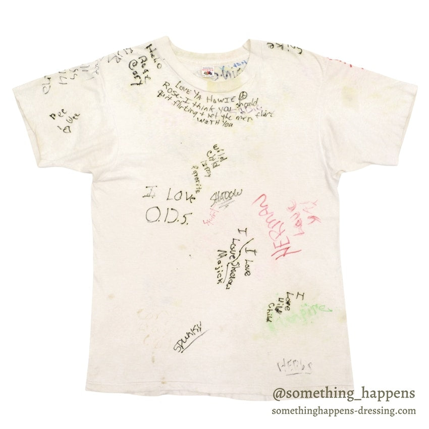 1970's FRUIT OF THE LOOM HAND MESSAGE AND DRAWN T-SHIRT ... M