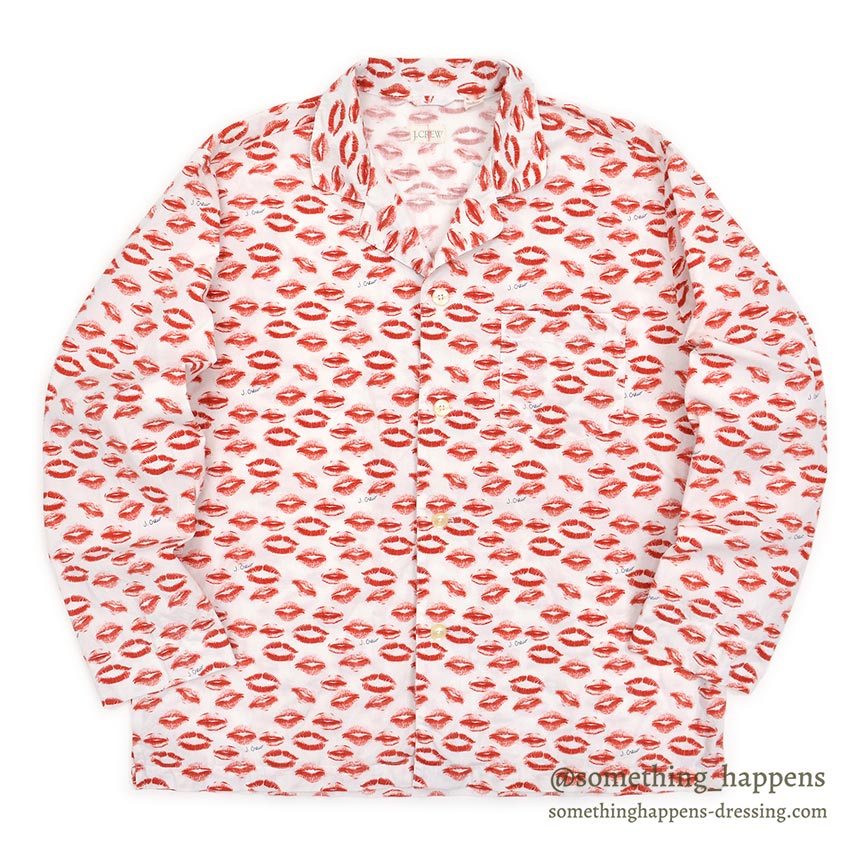 1990's J.CREW KISS PRINT PAJAMA SHIRT / UNUSUAL...L