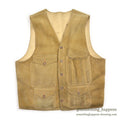 1950's~ OLD SPLIT LEATHER SUEDE HUNTING VEST / UNUSUAL POCKETS...