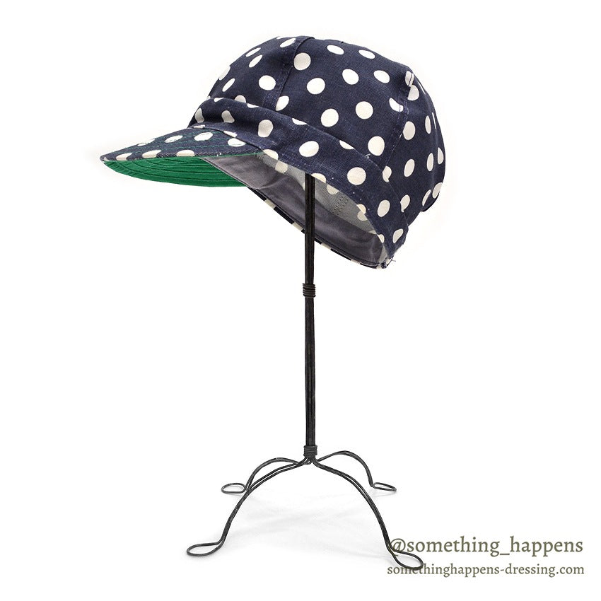 1970's~ KROMER POLKA DOTS CAP / NAVY... 71/2