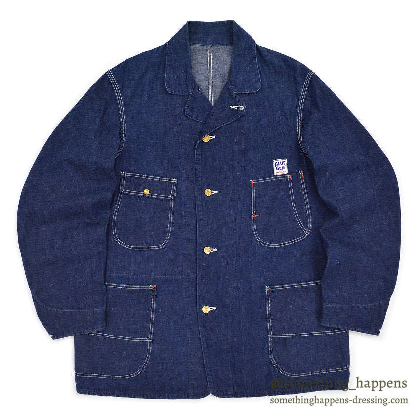 1950's~ BLUE GEM DENIM COVERALL / DARK AND EXCELLENT...