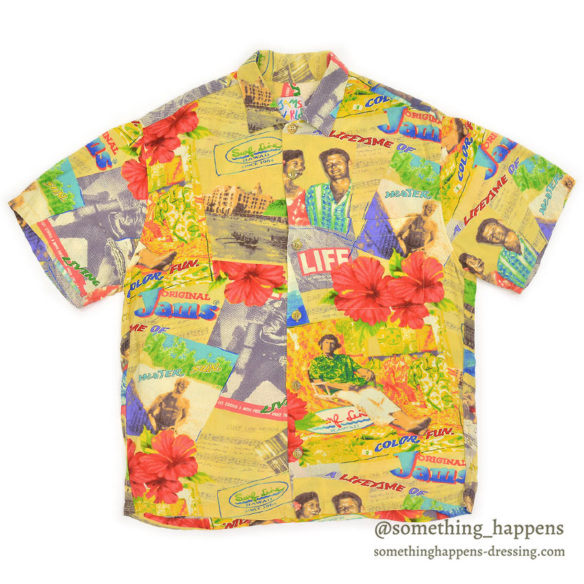 ~1990's JAMS WORLD POP ART RAYON ALOHA SHIRT...S