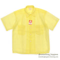 1950's~ DEADSTOCK DU PONT NYLON SEERSUCKER S/S SHIRT / LEMON YELLOW ... M
