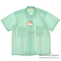 1950's~ DEADSTOCK DU PONT NYLON SEERSUCKER S/S SHIRT / MINT GREEN ... M
