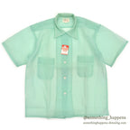 1950's~ DEADSTOCK DU PONT NYLON SEERSUCKER S/S SHIRT / MINT GREEN ... M