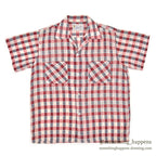 1950's MAYCREST SMALL BLOCK PLAID MESH SHIRT / UNUSUAL WEAVE ... M