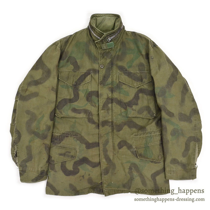 1960's USARMY M-65 HAND PAINTED CAMO JACKET / 1st PATTERN...
