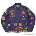 1970's DELUXE SPORTSWEAR VAD DYED DENIM JACKET / LOTS OF PATCHES... M
