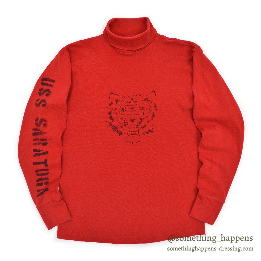 1990's U.S.NAVY JERSEY, FLIGHT DECK CREWMAN'S RED / TIGER STENCIL ... XL